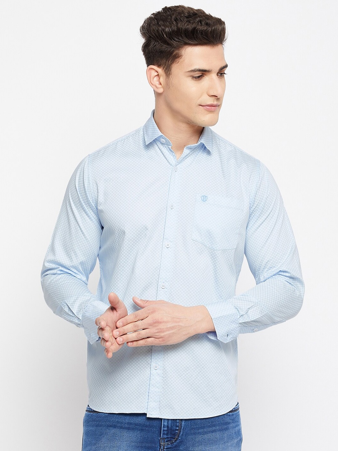 

Duke Men Blue Slim Fit Printed Cotton Casual Shirt