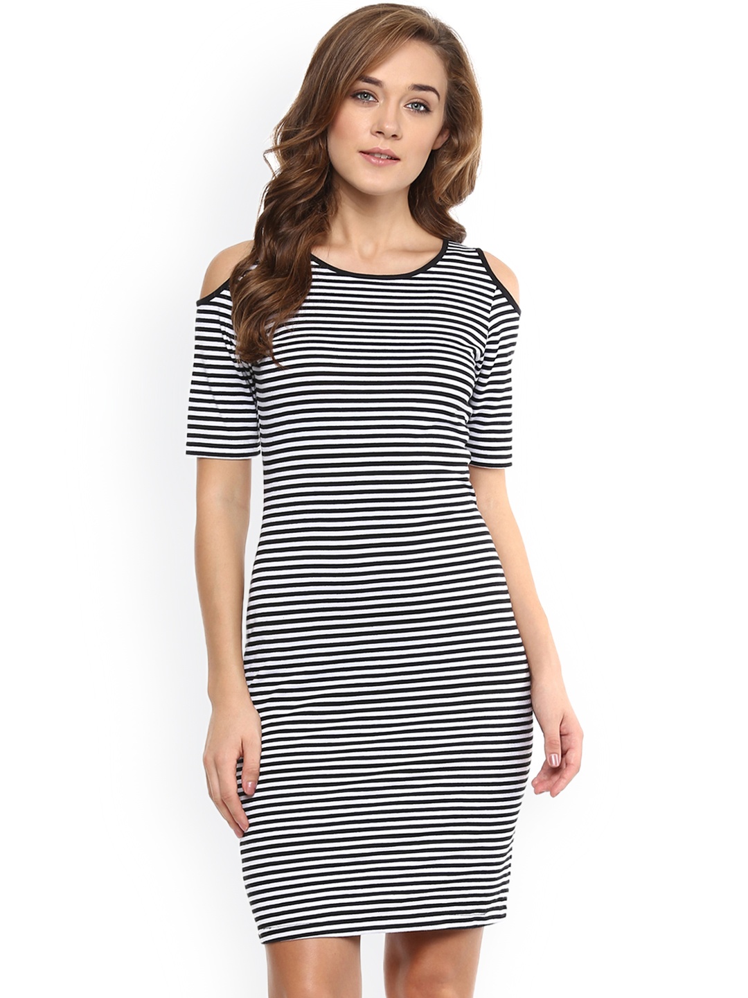 

Miss Chase Women Black Striped Bodycon Dress