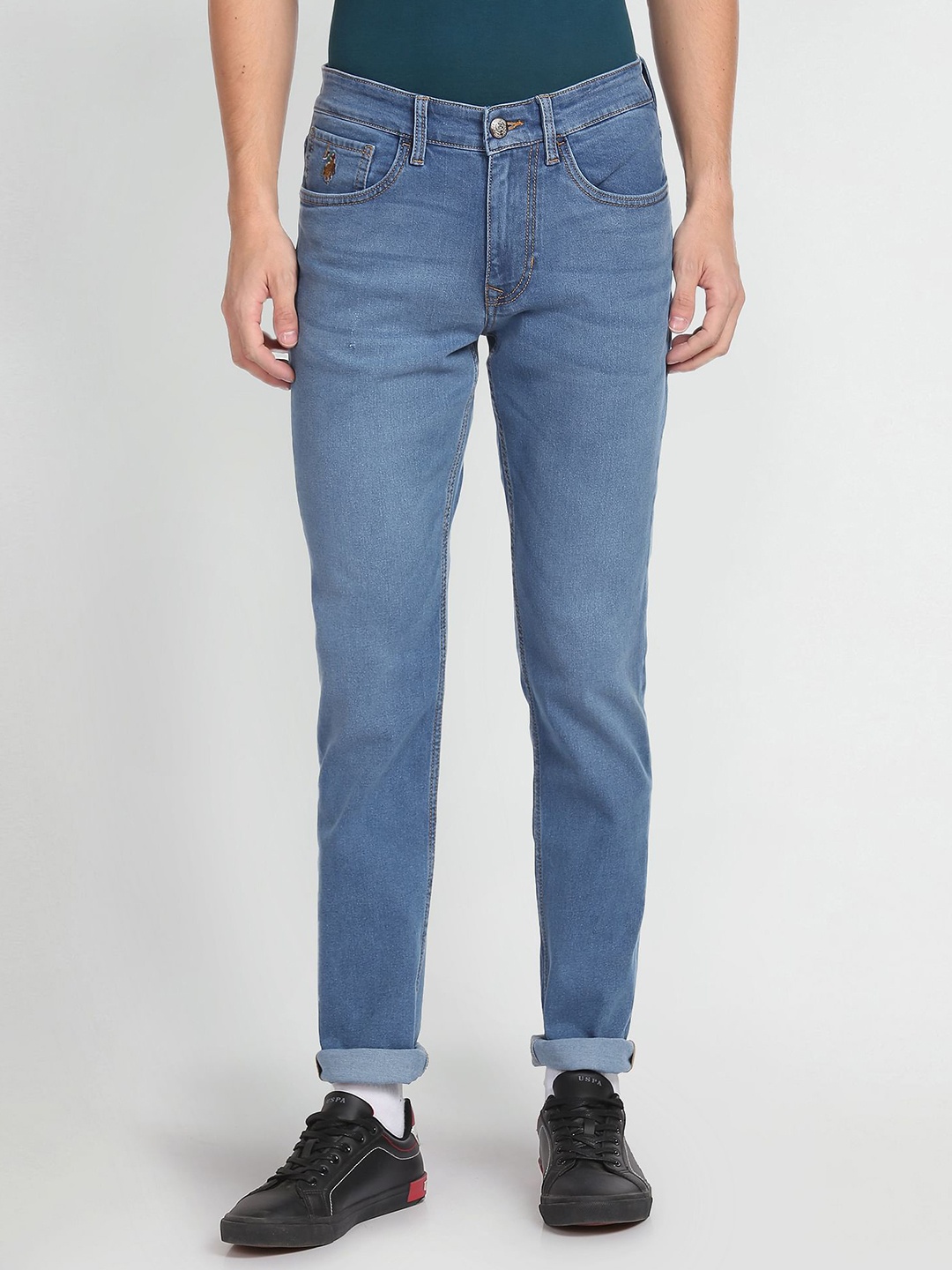 

U.S. Polo Assn. Denim Co. Men Blue Tapered Fit Clean Look Cotton Jeans