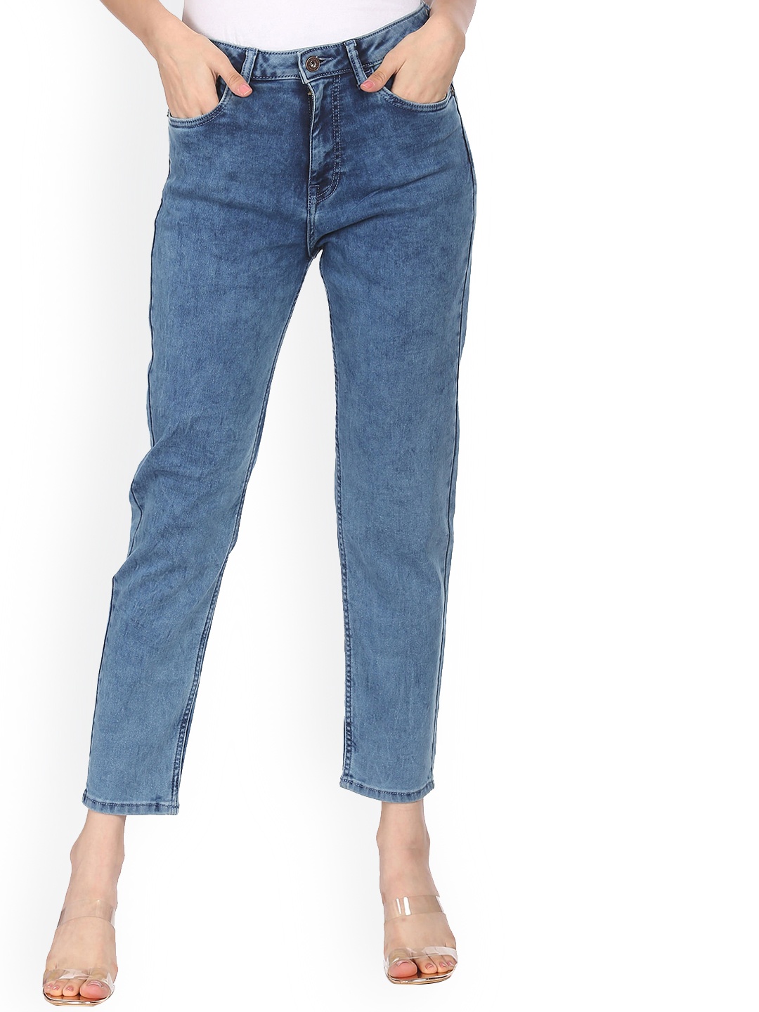

Sugr Women Blue Heavy Fade Mid Rise Dark Wash Jeans
