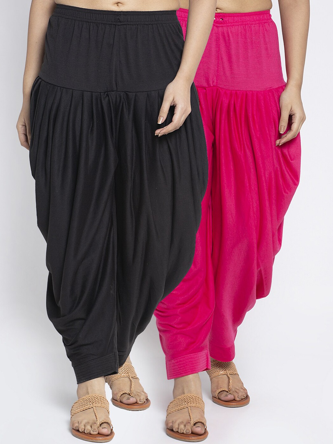 

GRACIT Women Set of 2 Black & Pink Solid Mid-Rise Loose Fit Salwar