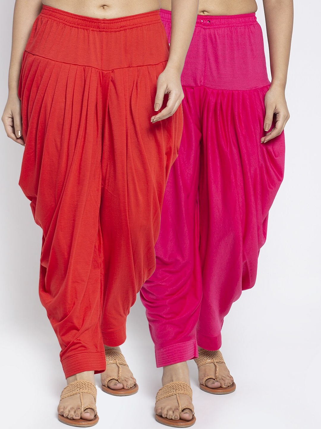 

GRACIT Women Red & Pink Pack of 2 Solid Cotton Lycra Salwar