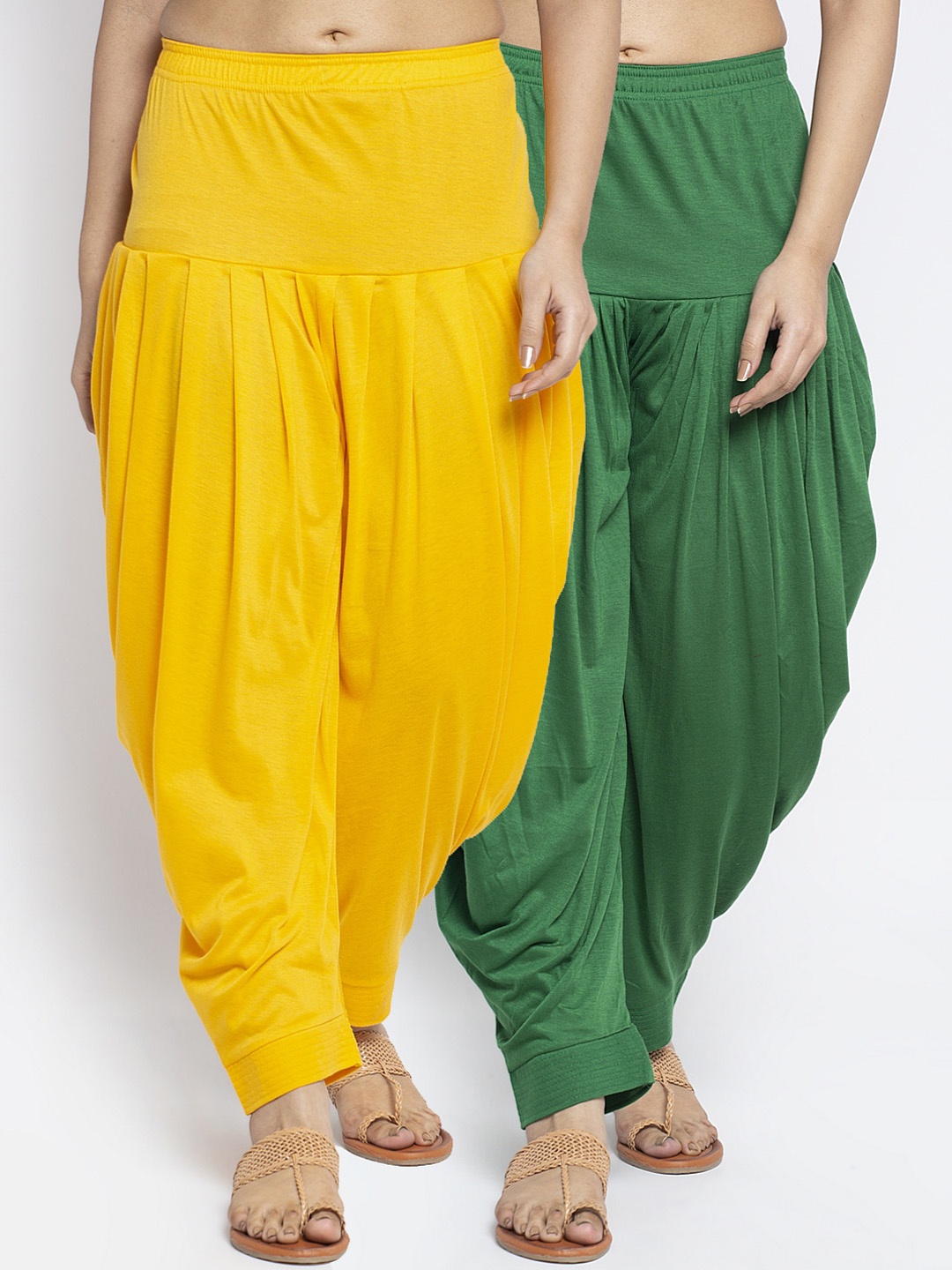 

GRACIT Women Pack of 2 Modern Lycra Loose Fit Salwar, Yellow