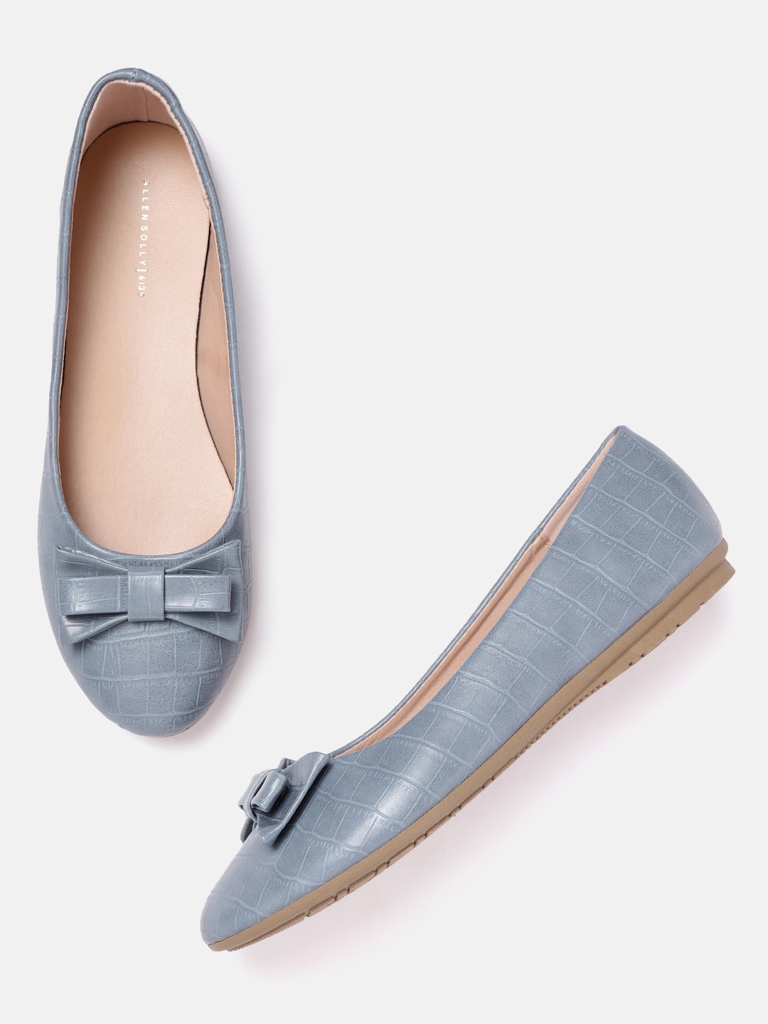

Allen Solly Women Blue Croc Textured Ballerinas with Bows Detail