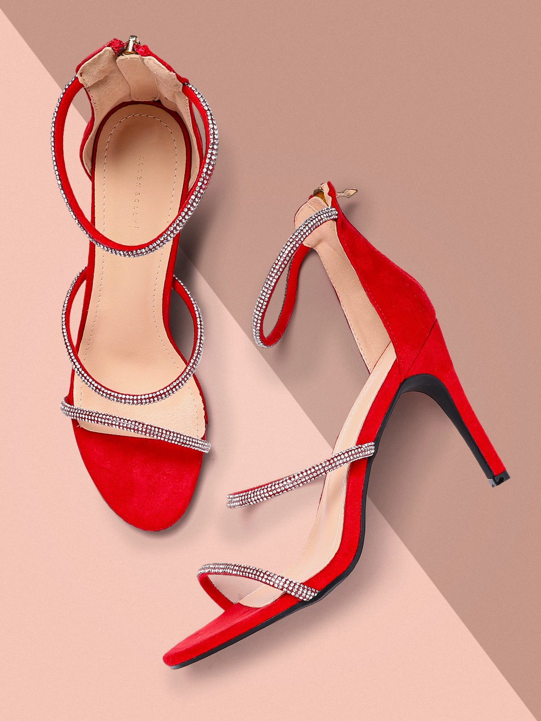 

Allen Solly Red & Silver-Toned Embellished Stiletto Heels
