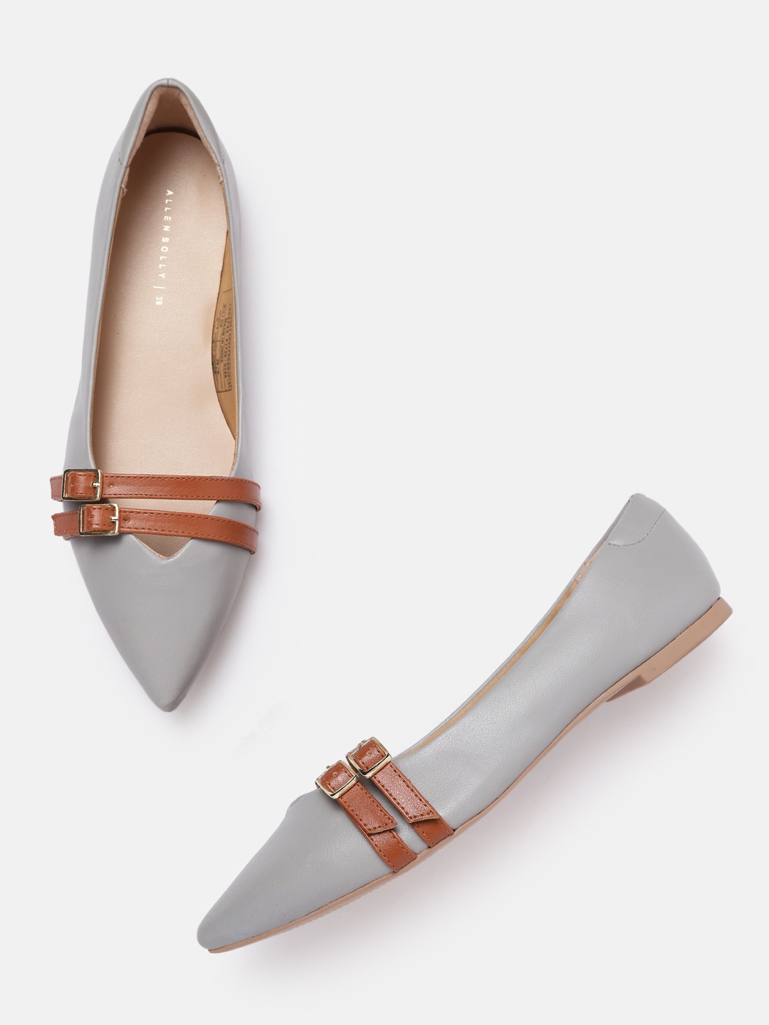 

Allen Solly Women Grey Solid Ballerinas with Buckle Detail