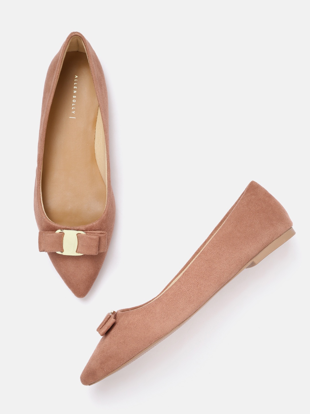 

Allen Solly Women Dusty Rose Pink Suede Finish Ballerinas with Bows