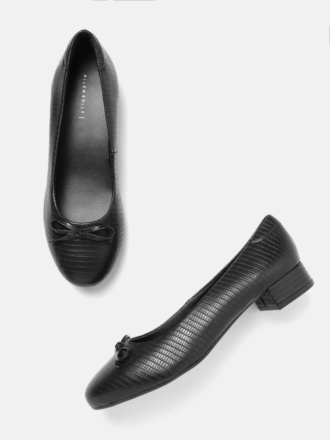 

Allen Solly Women Black Snakeskin Textured Ballerinas with Bows