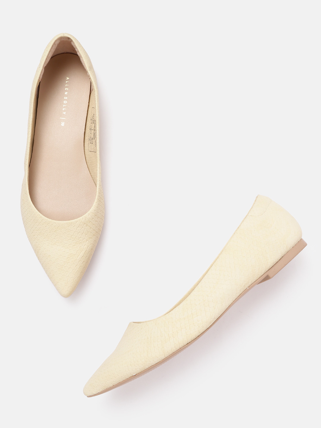 

Allen Solly Women Cream-Coloured Textured Ballerinas