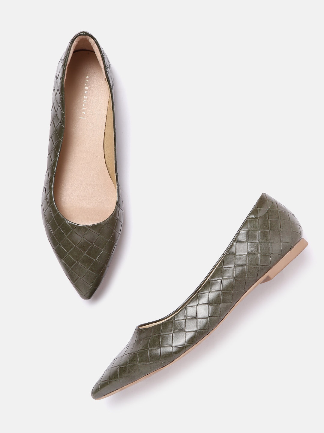 

Allen Solly Women Olive Green Basketweave Pattern Ballerinas