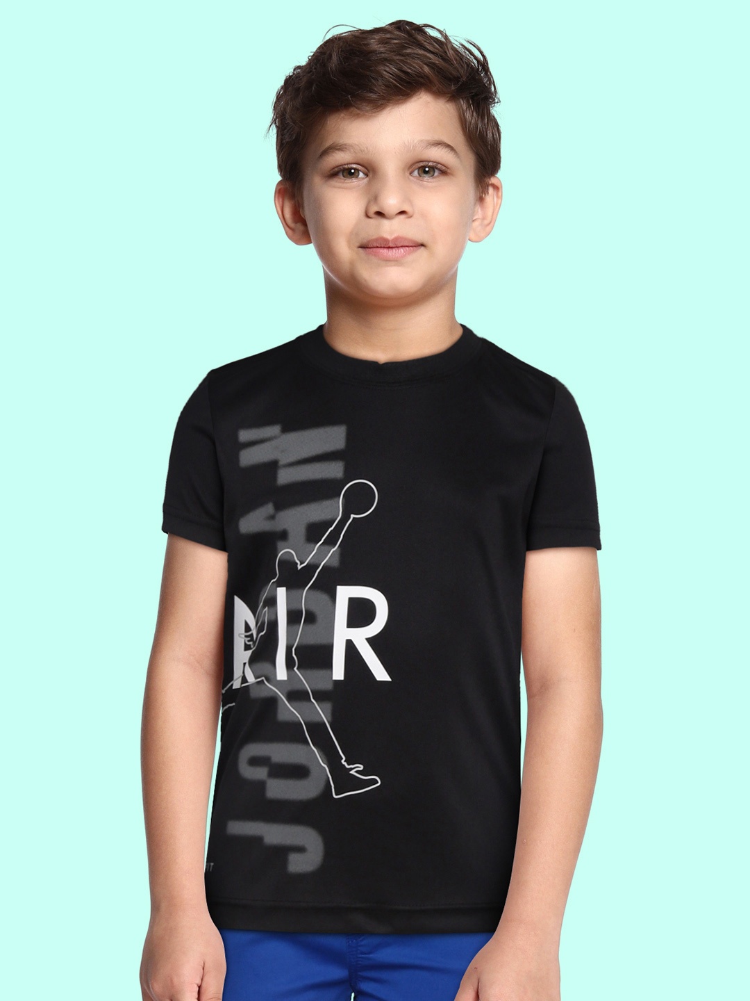 

Jordan Boys Black & Grey Air Strike Brand Logo Printed T-shirt