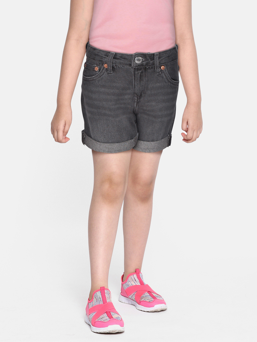 

Levis Girls Charcoal Grey Washed Denim Shorts