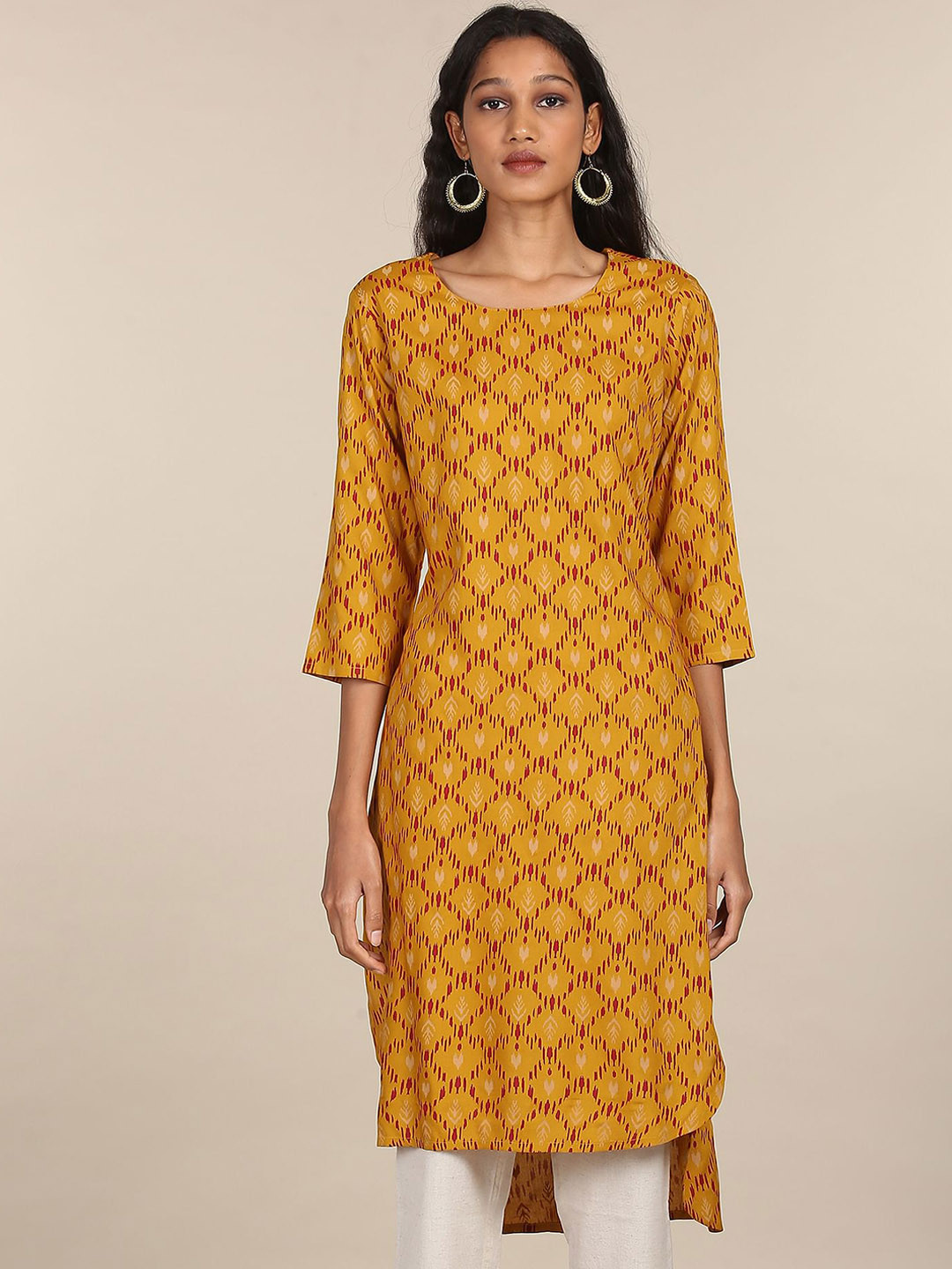 

Karigari Women Mustard Printed Kurta