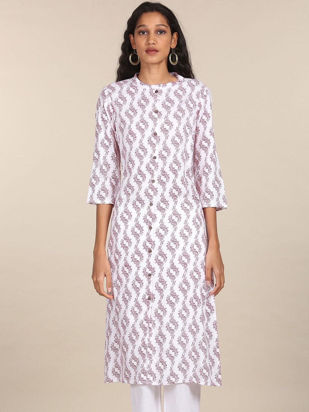 

Karigari Women White Ethnic Motifs Printed Kurta