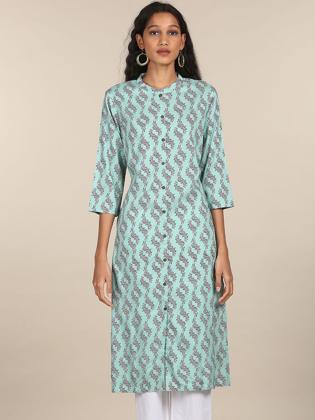 

Karigari Women Green Abstract Printed Kurta