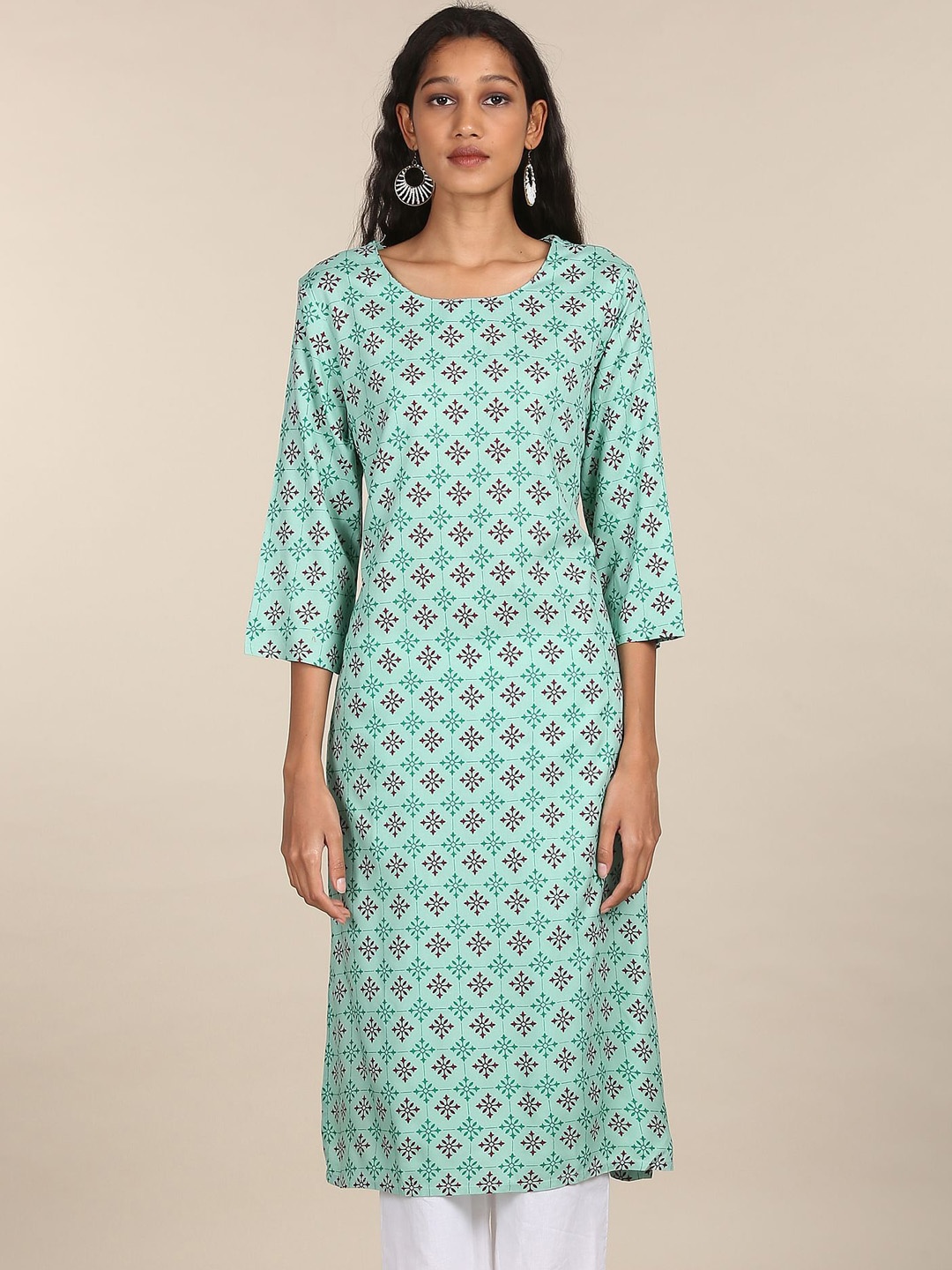 

Karigari Women Turquoise Blue Ethnic Motifs Printed Kurta