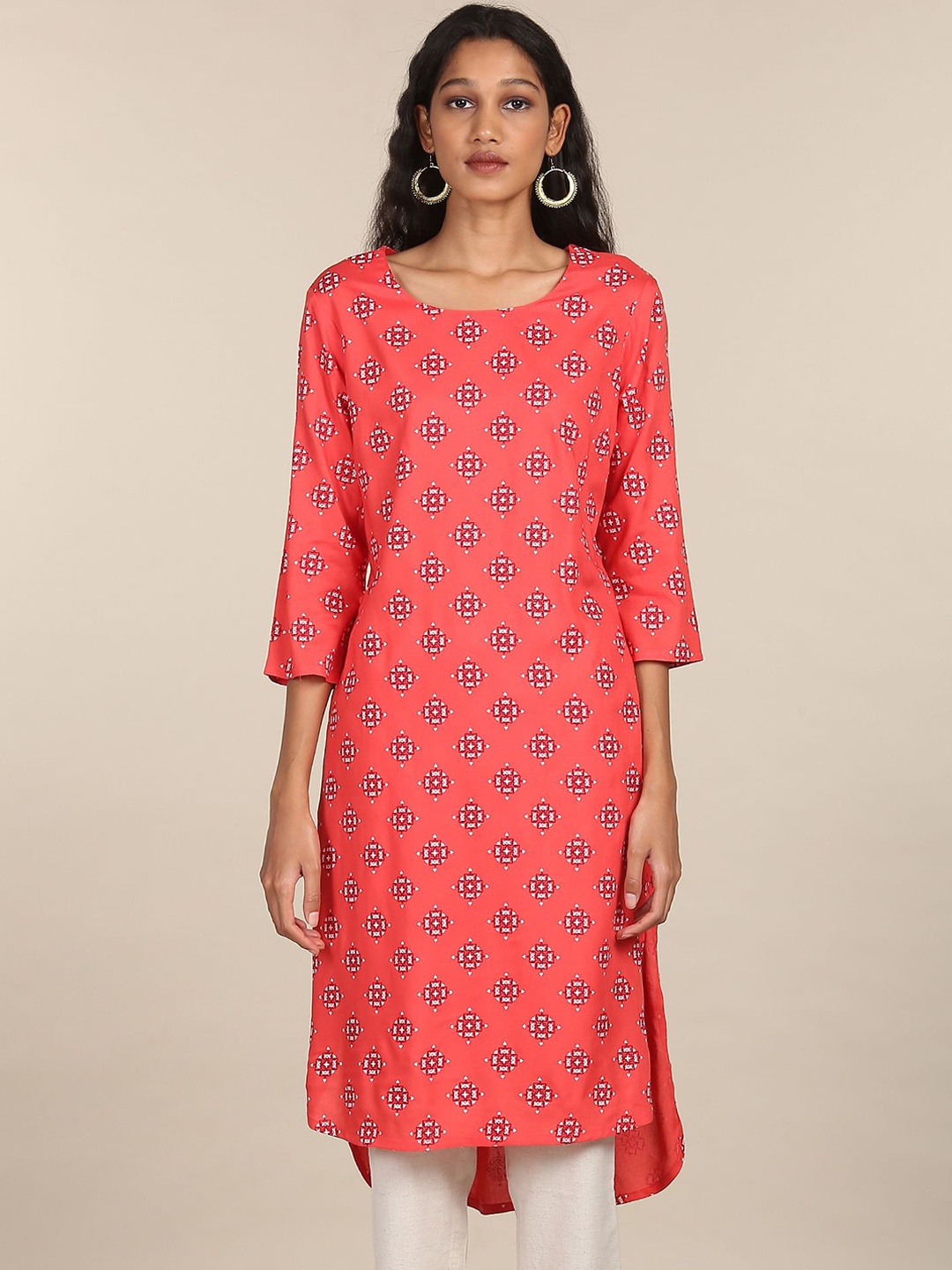 

Karigari Women Red Geometric Printed Kurta