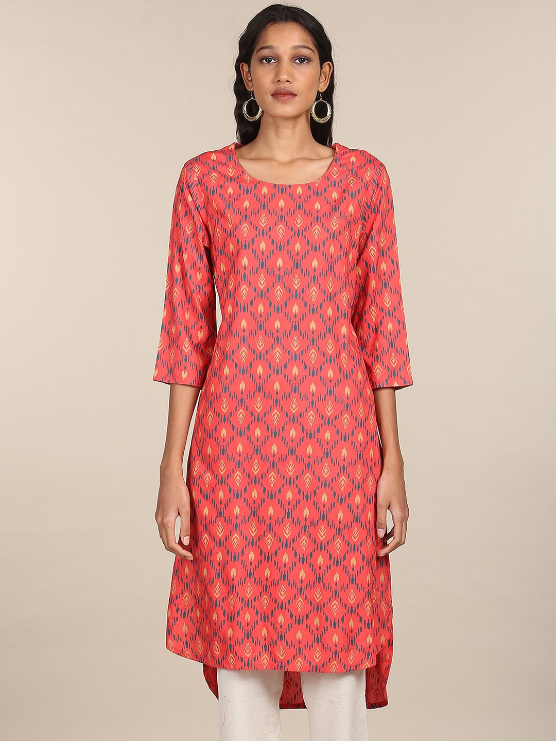 

Karigari Women Coral Ethnic Motifs Printed Kurta