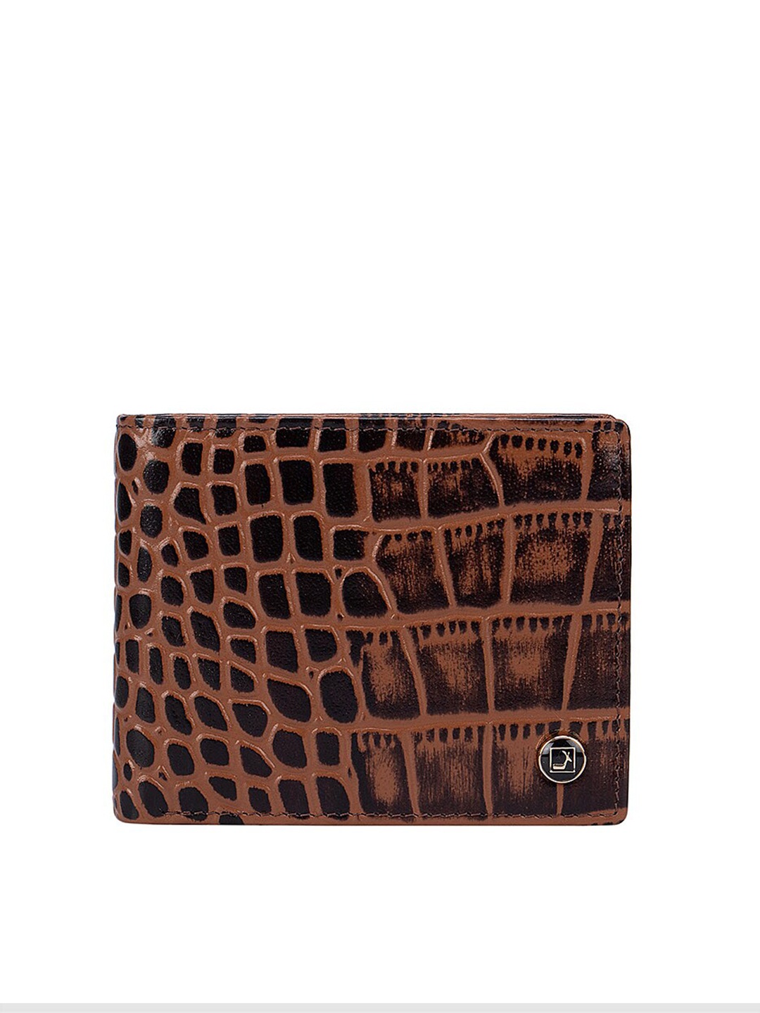 

Da Milano Men Brown Animal Scale Textured Leather Two Fold Wallet