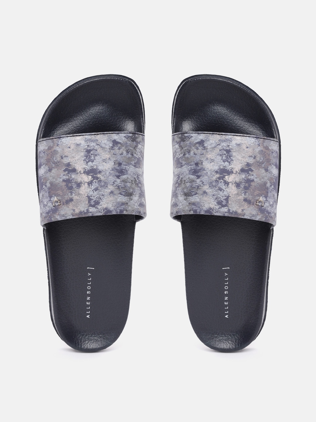 

Allen Solly Women Navy Blue & Grey Printed Sliders