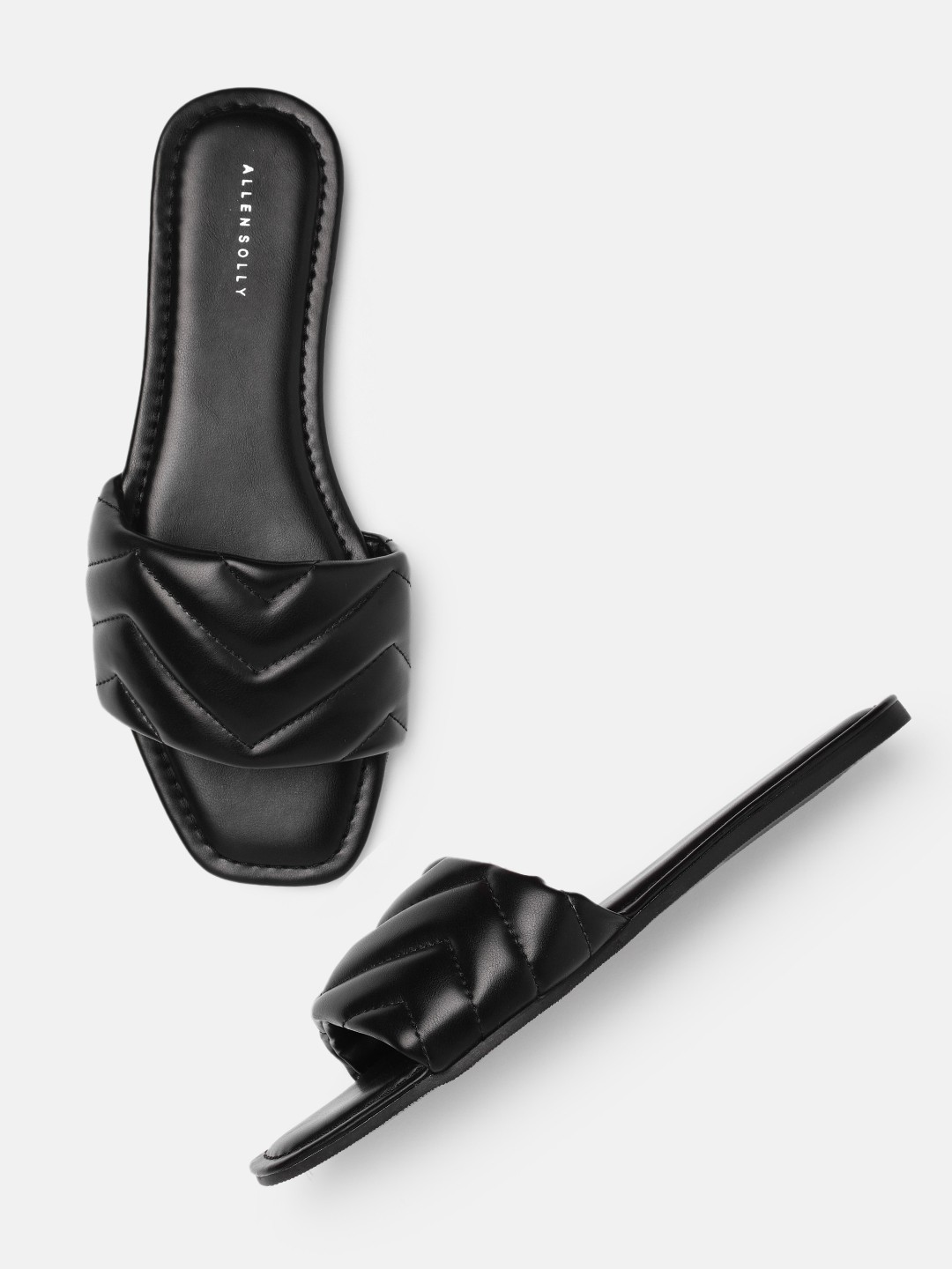 

Allen Solly Women Black Solid Quilted Sliders