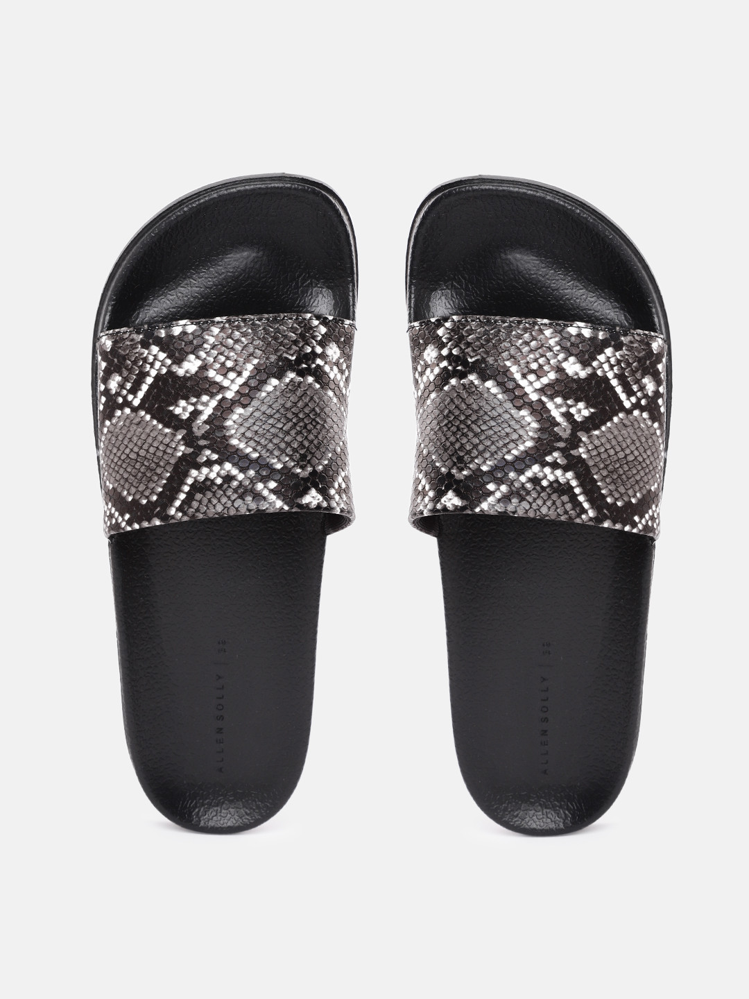 

Allen Solly Women Black & White Snake Print Sliders