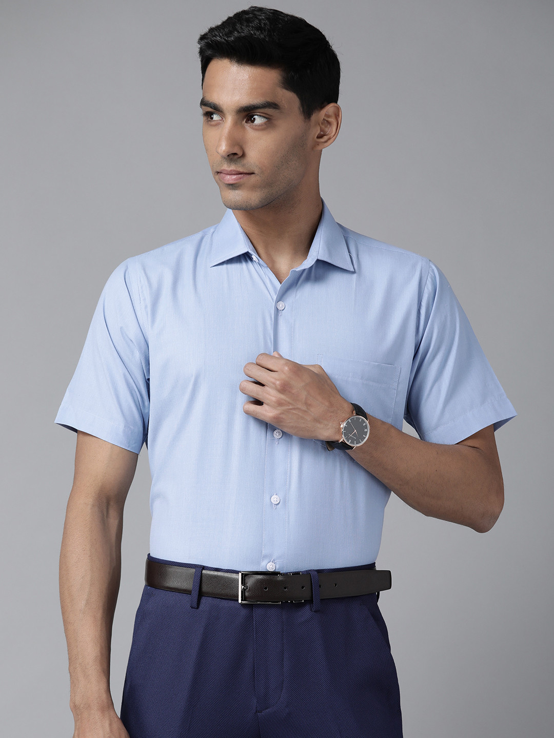 

Shaftesbury London Men Blue Smart Slim Fit Semiformal Shirt