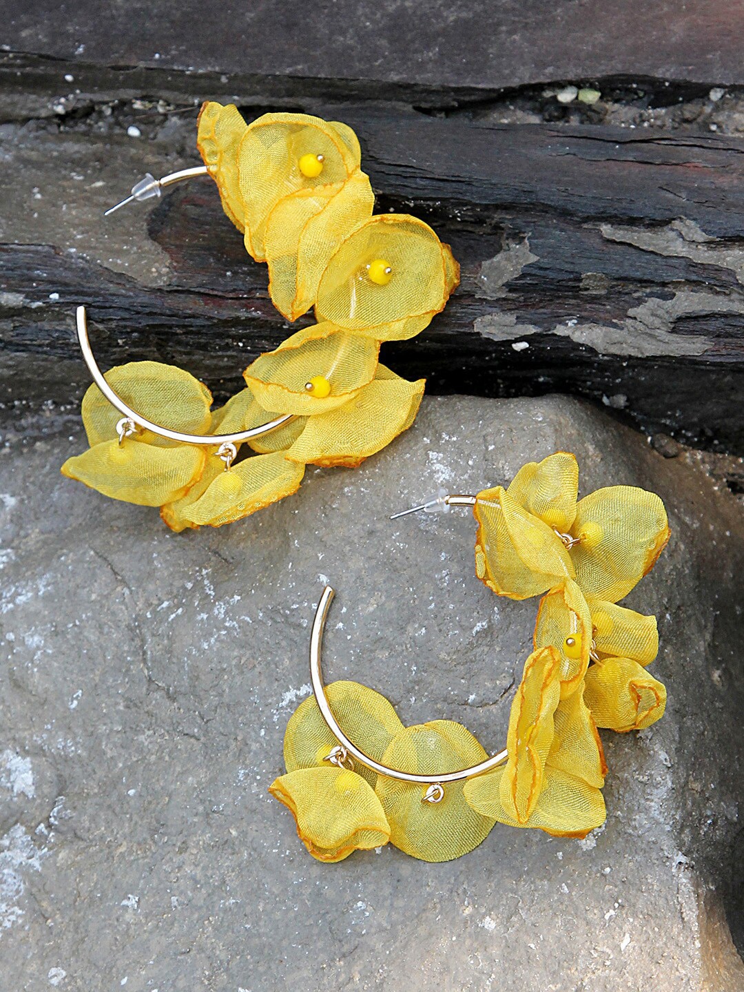 

Kazo Yellow Contemporary Half Hoop Earrings