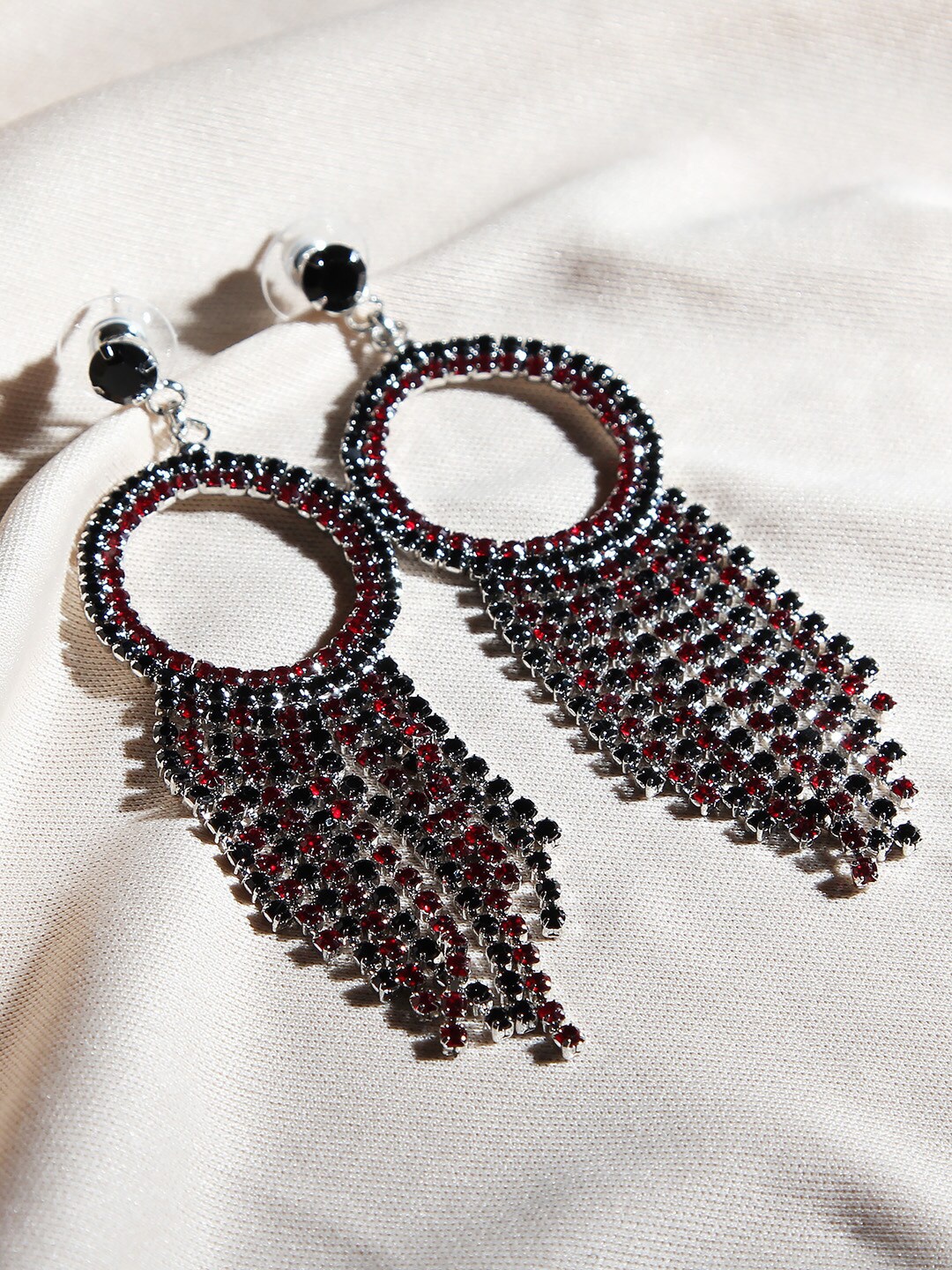 

Kazo Women Red & Black Beaded Contemporary Drop Earrings