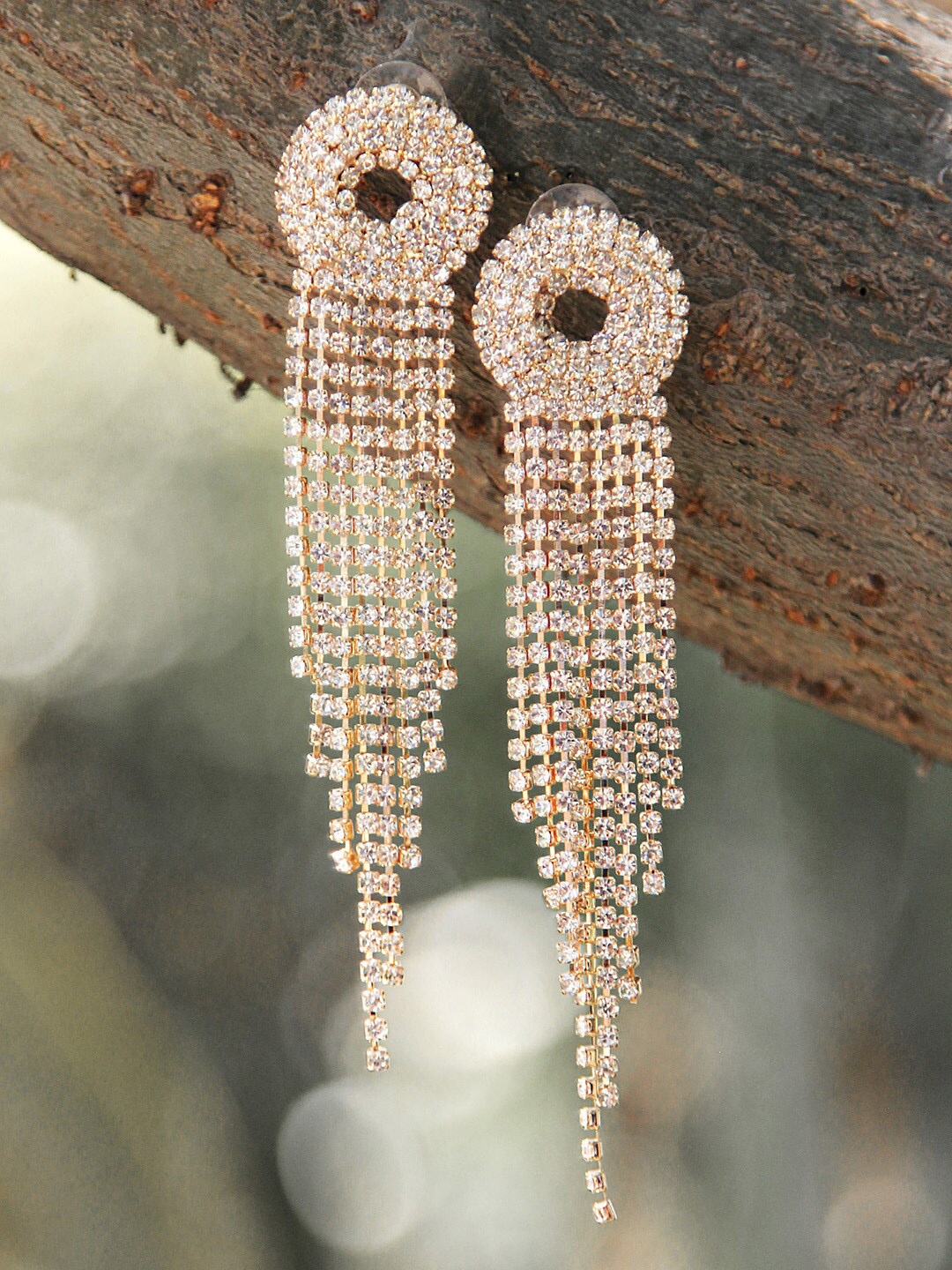 

Kazo White & Gold-Plated Contemporary Drop Earrings