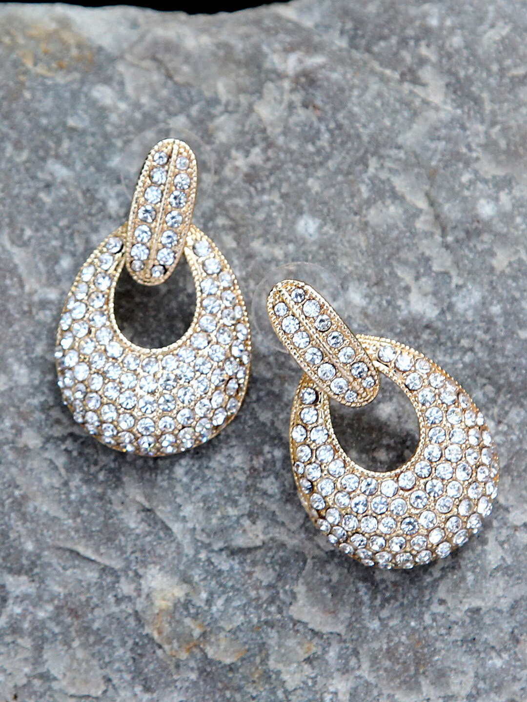 

Kazo Gold-Plated & White Contemporary Drop Earrings