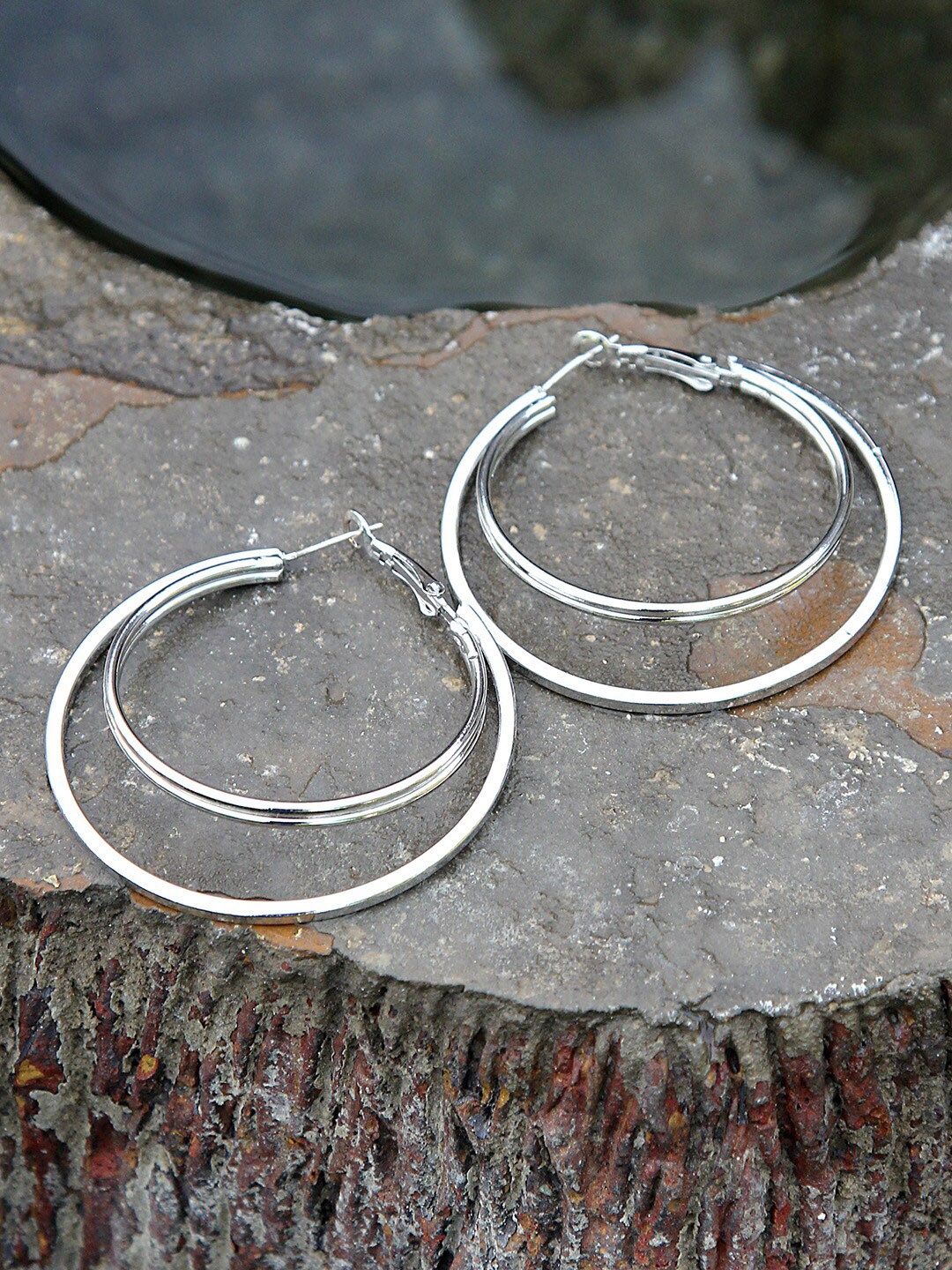 

Kazo Silver-Toned Contemporary Hoop Earrings