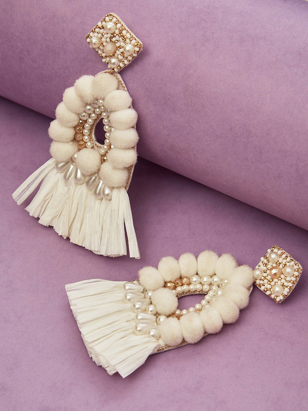 

SOHI White Contemporary Drop Earrings