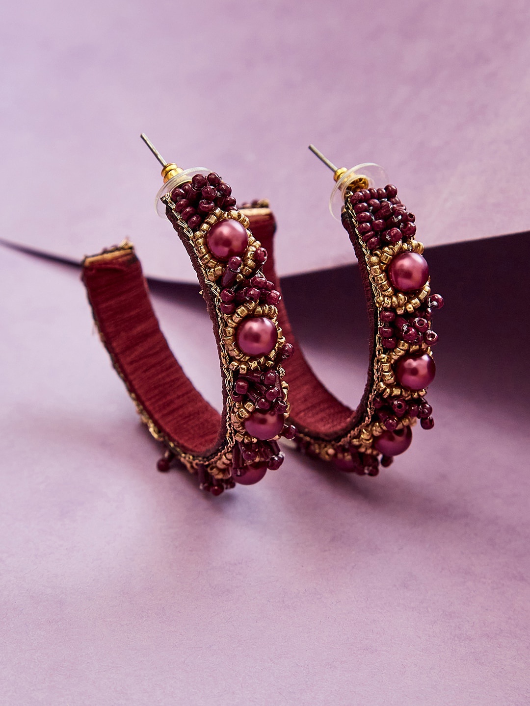 

SOHI Red Contemporary Half Hoop Earrings