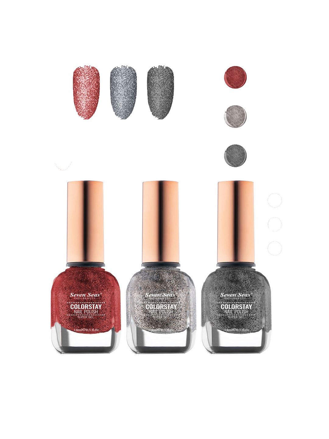 

Seven Seas Set of 3 Color Stay Nail Polish, Maroon