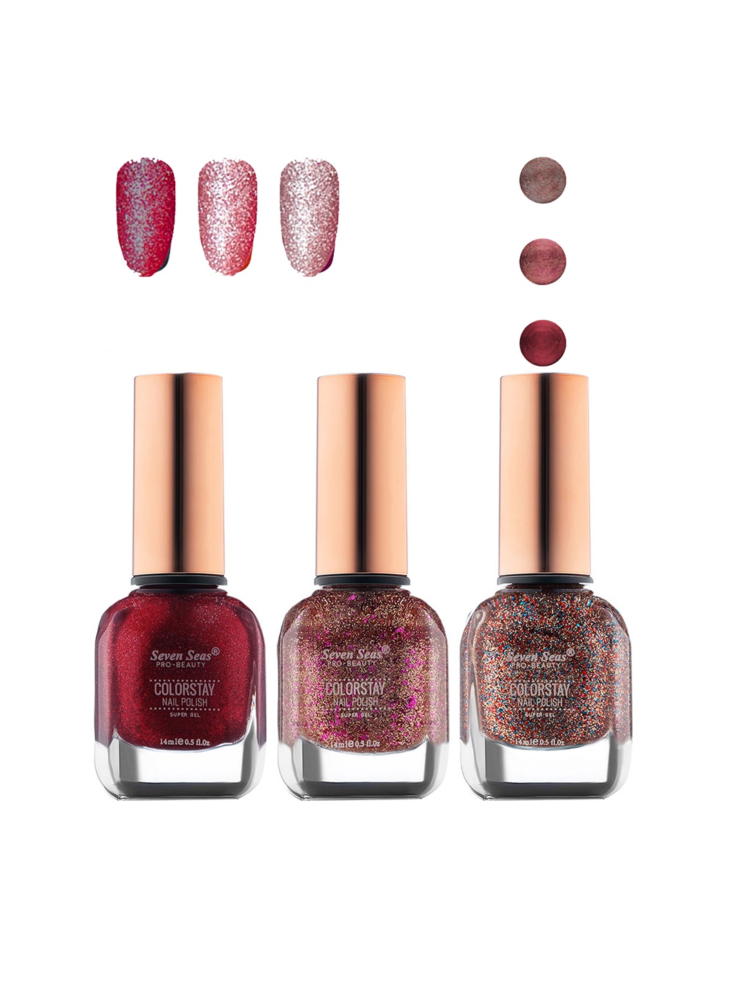 

Seven Seas Set of 3 Color Stay Super Gel Nail Polish, Red