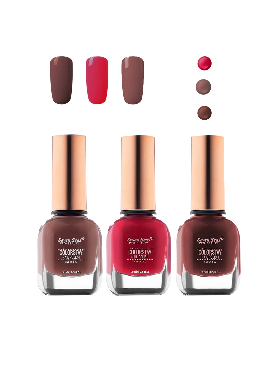 

Seven Seas Set of 3 Color Stay Super Gel Nail Polish, Maroon