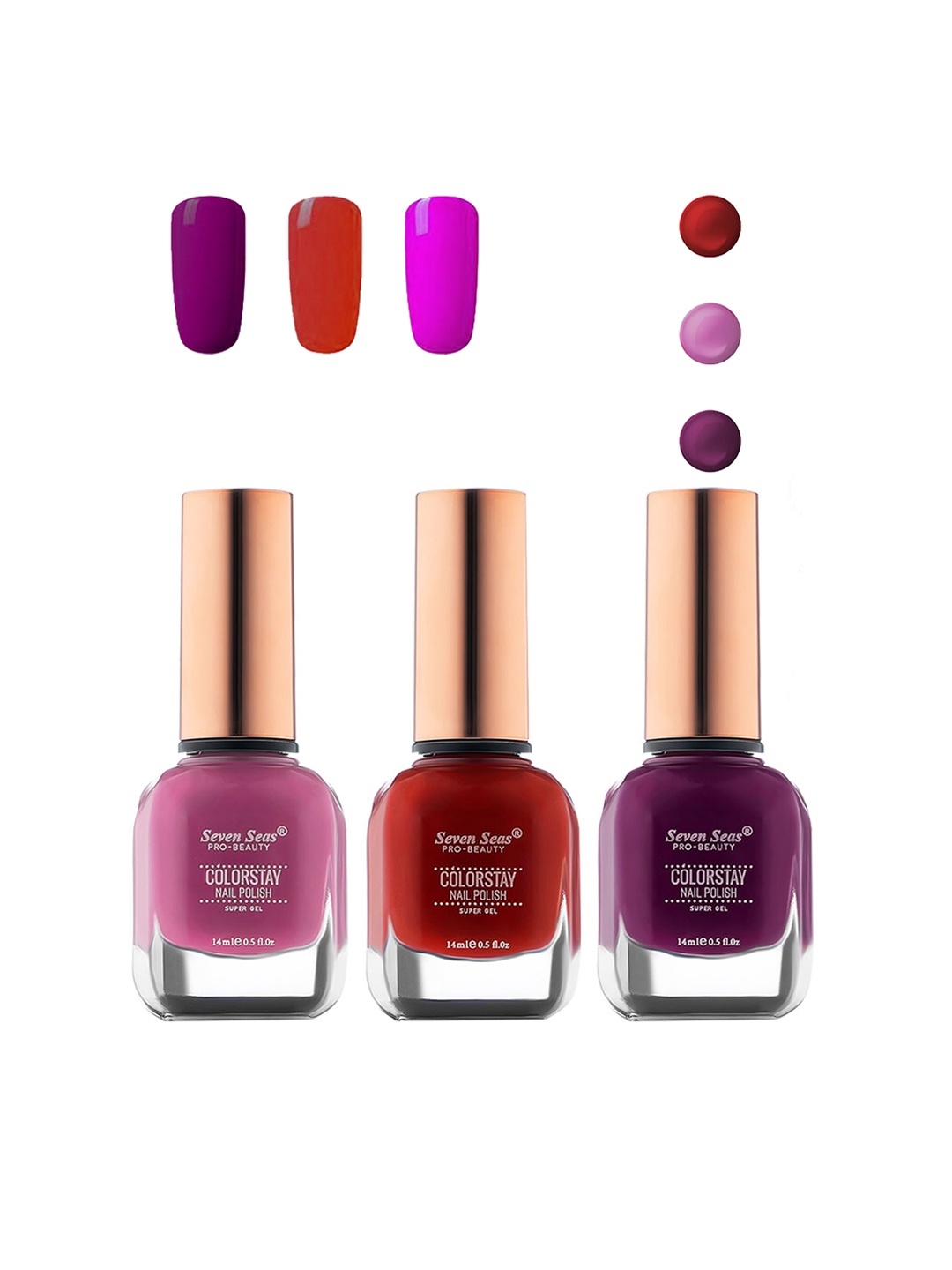 

Seven Seas Set of 3 Color Stay Nail Polish, Pink