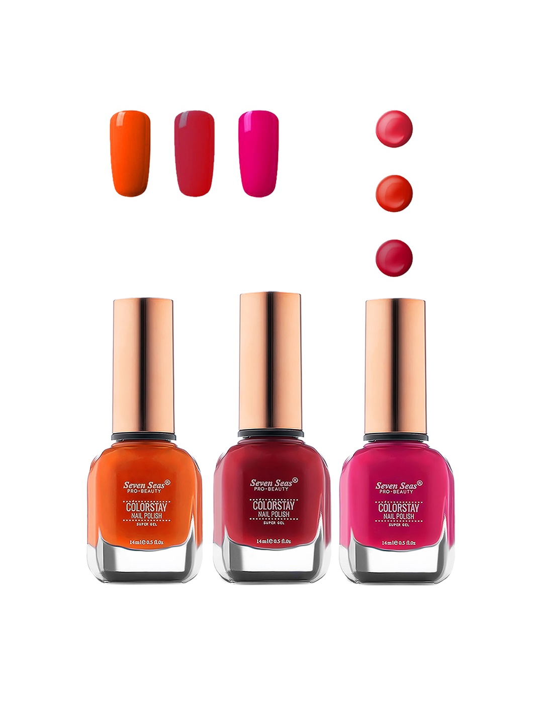 

Seven Seas Set of 3 Color Stay Nail Polish, Pink