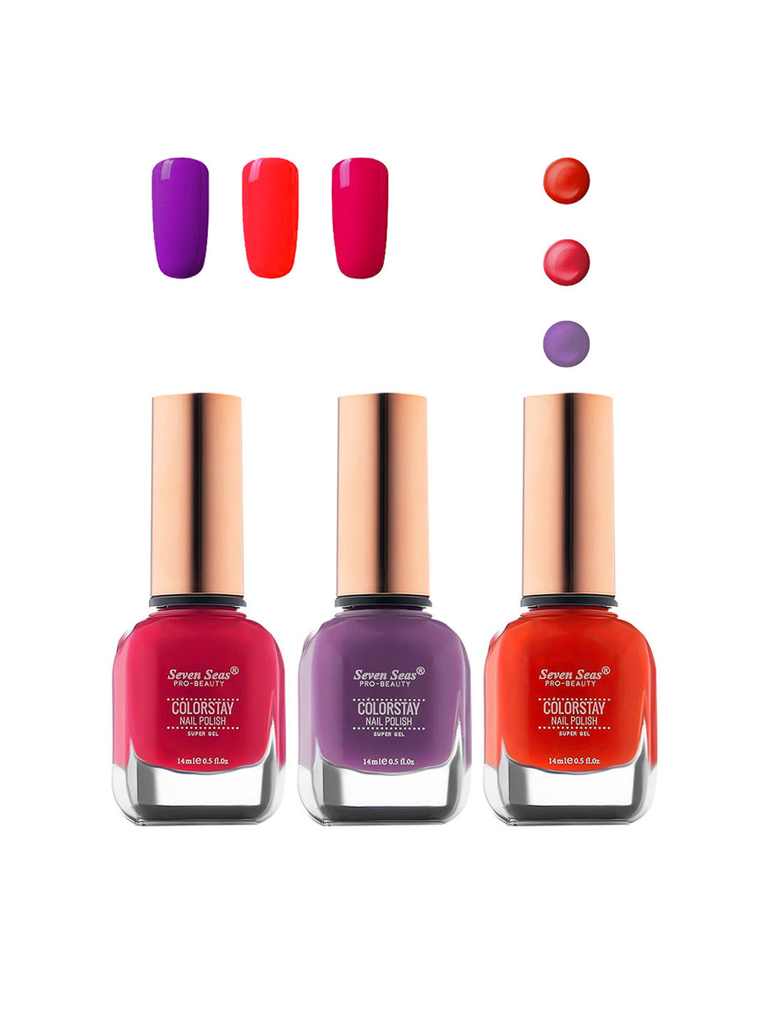 

Seven Seas Set of 3 Color Stay Nail Polish, Red