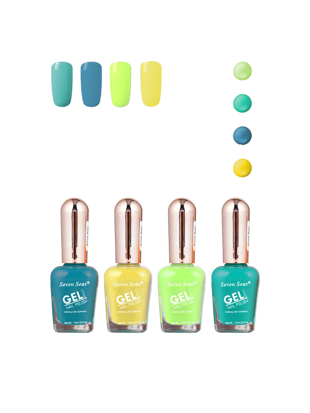 

Seven Seas Set of 4 Gel Effect Nail Paint, Multi