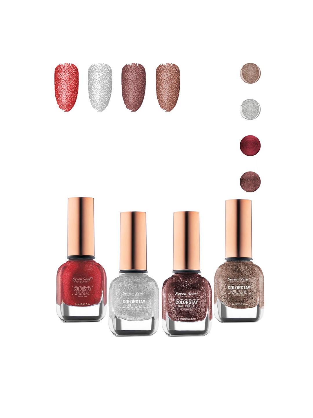 Seven Seas Set of 4 Color Stay Nail Polish, Multi