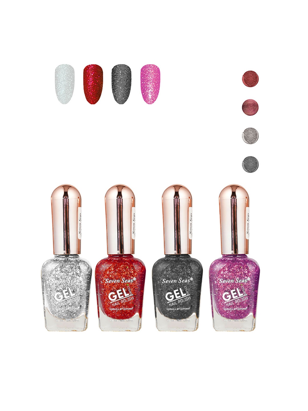 

Seven Seas Set of 4 Gel Effect Nail Paint, Multi