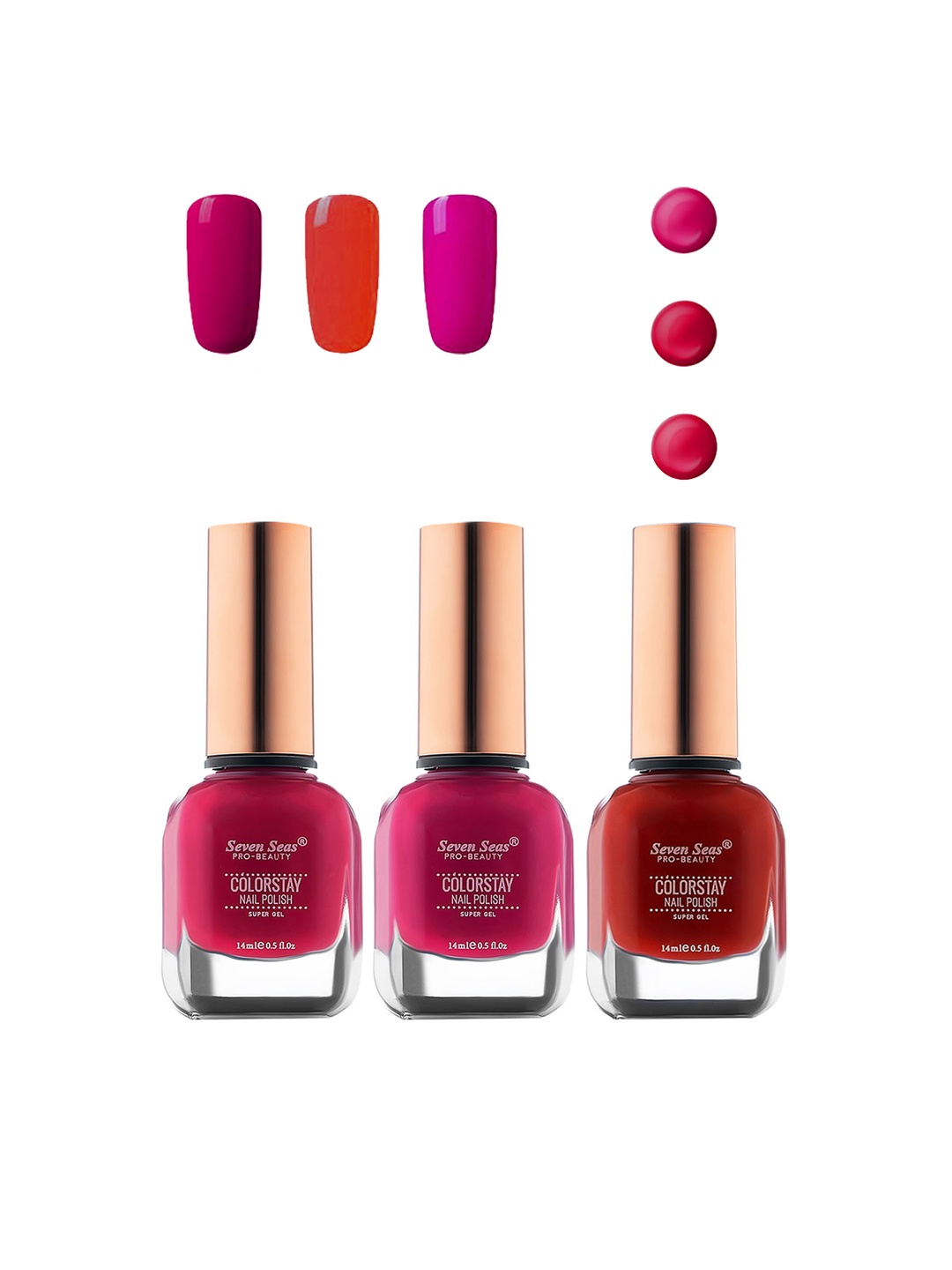

Seven Seas Set of 3 Color Stay Nail Polish, Red