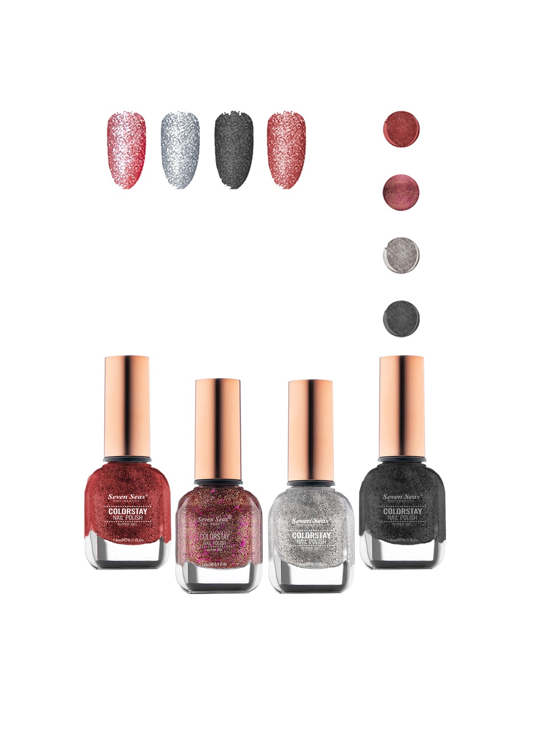 

Seven Seas Set of 4 Color Stay Nail Polish, Multi