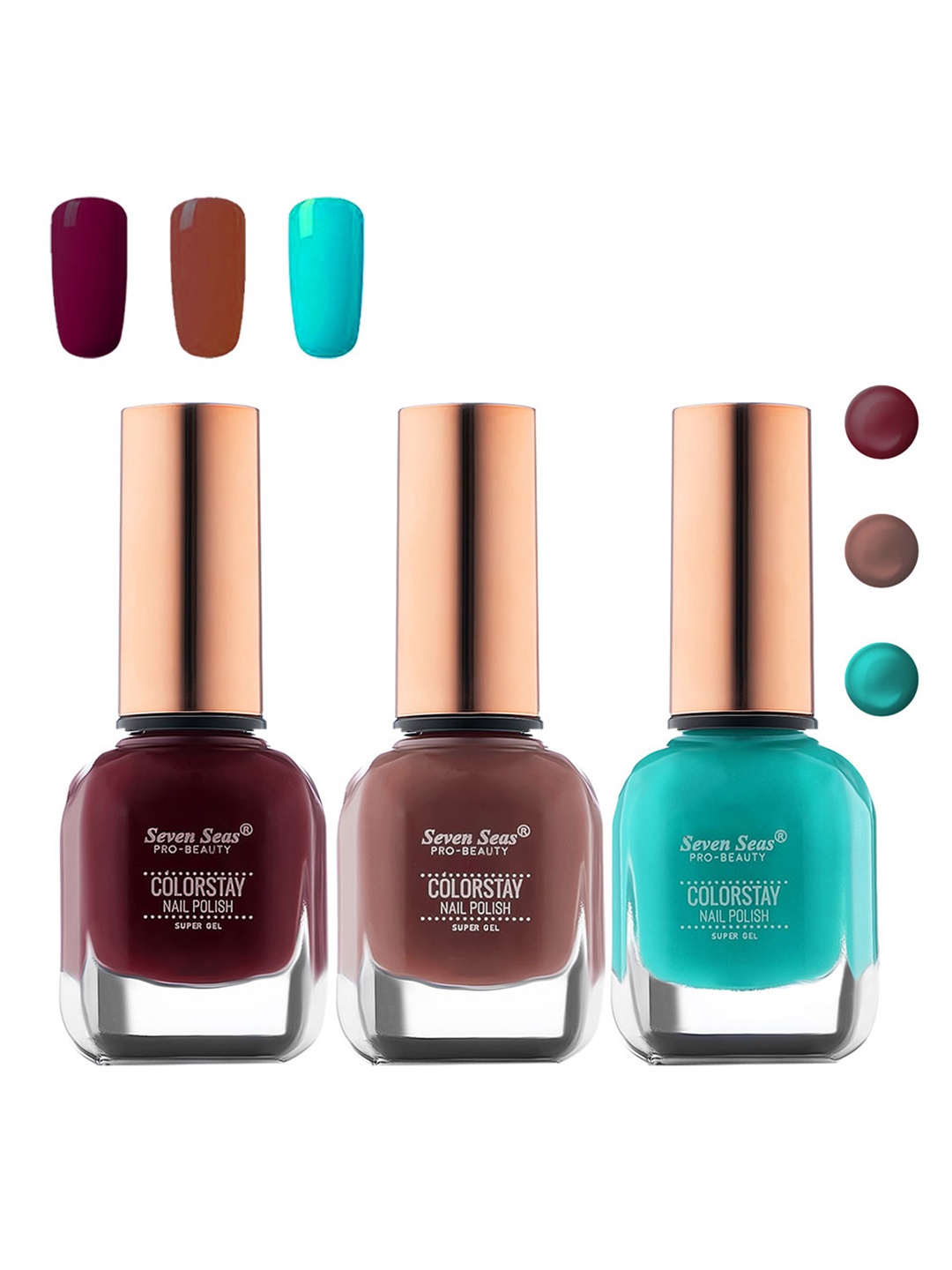 

Seven Seas Set of 3 Color Stay Nail Polish, Maroon