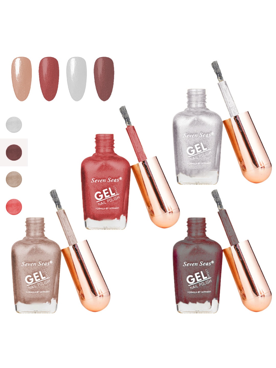 

Seven Seas Set of 4 Gel Effect Nail Paint, Multi