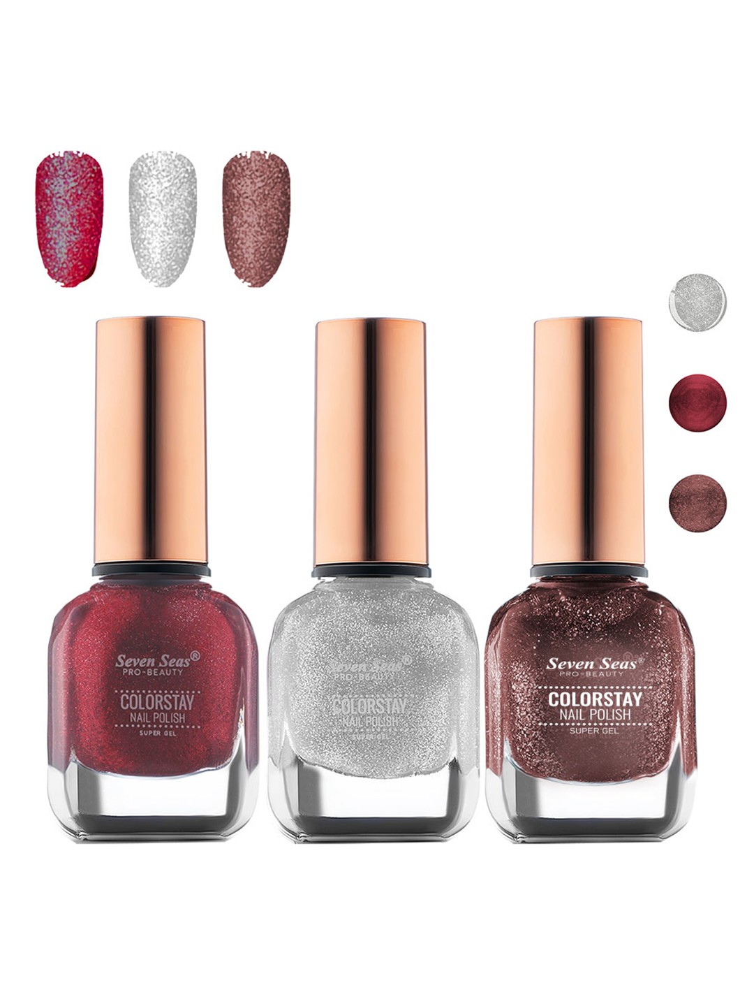 

Seven Seas Set of 3 Color Stay Super Gel Nail Polish, Red
