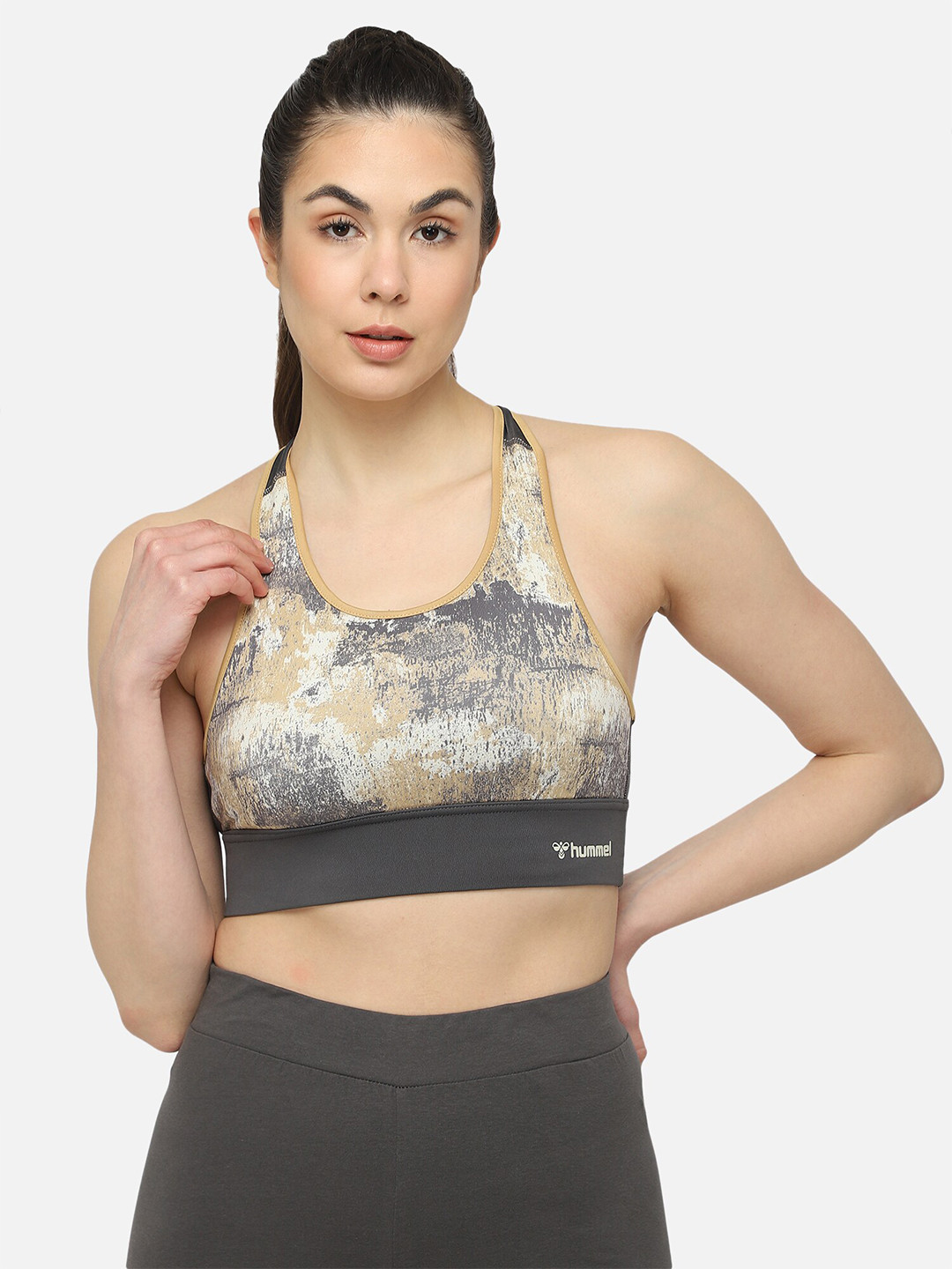 

hummel Abstract Lightly Padded & Non-Wired Bra, Beige