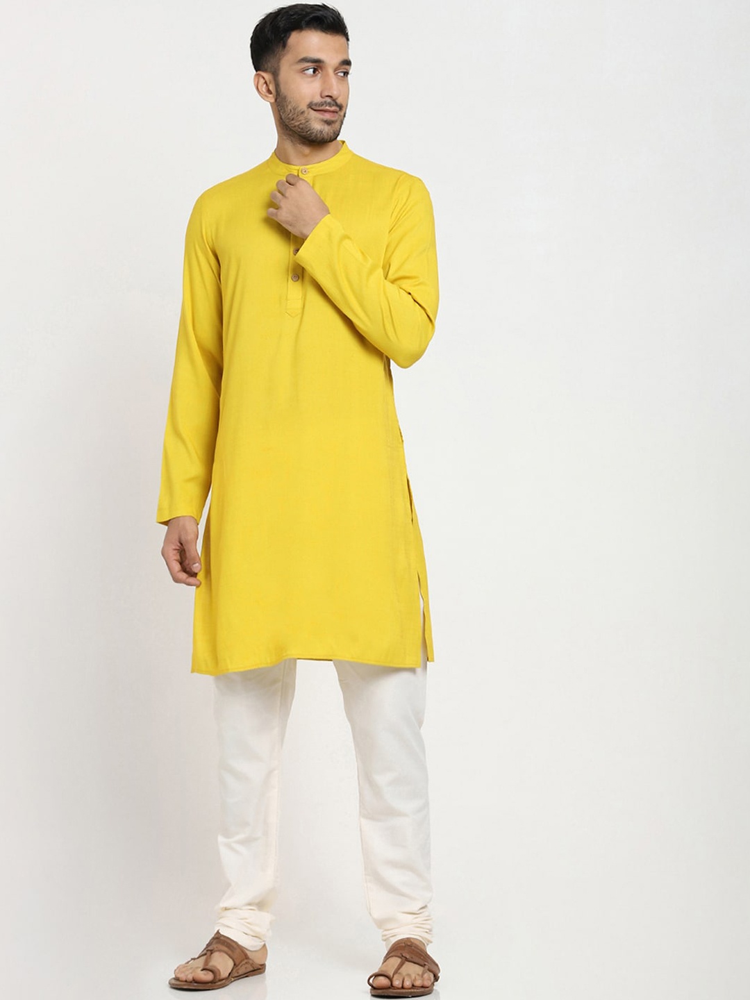 

Bewakoof Men Yellow Thread Work Kurta